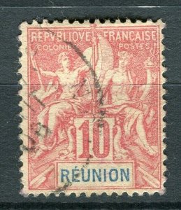 FRENCH COLONIES; REUNION 1890s classic early Tablet. issue fine used 10c. value