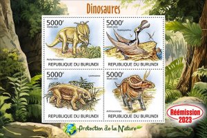 BURUNDI - 2023 - Dinosaurs - Perf 4v Sheet - Mint Never Hinged