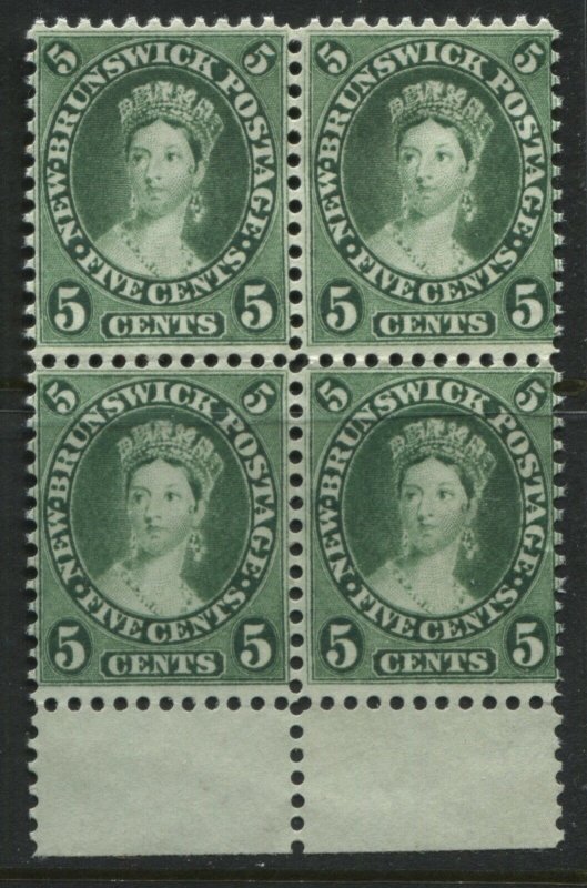 New Brunswick QV 1860 5 cents lovely block of 4 unused no gum