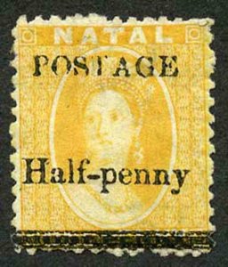 Natal SG91 1877 1/2d on 1d yellow Fresh M/Mint