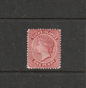 Turks Island 1889/93 Crown CA 1d NECK FLAW, MM, SG 62/4 C series 
