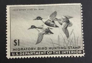 US DUCK HUNTING STAMP -  SCOTT# RW12 - MINT DIST. GUM - STRAIGHT EDGE - SCV: $25