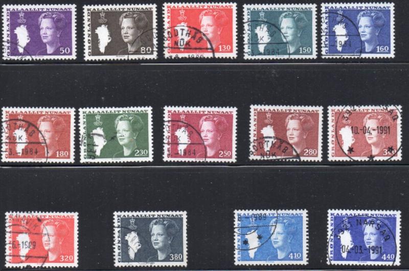 Greenland Sc 120-33 1980-1980 Queen long stamp set used