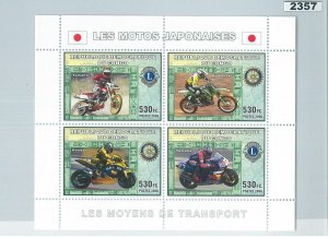 M2357 - 2006 CONGO, MINIATURE SHEET: Motorbikes, Yamaha, Honda, Lions, Rotary