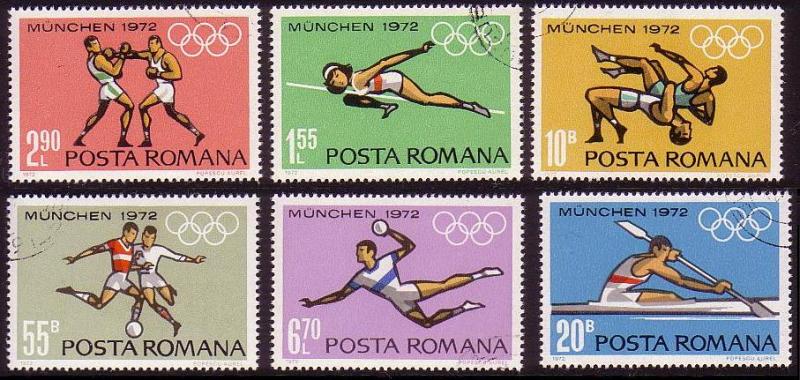 Romania Olympic Games Munich 6v CTO SG#3892-3897