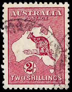 Australia 1945 Sc 206 'roo, 2/- red brown UVF