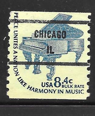 USA 1615Cd: 8.4c Steinway Grand Piano, Chicago, IL Precancel, used, F-VF