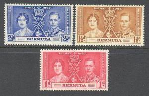 BERMUDA Sc# 115 - 117 MH FVF Set of 3 QE & King George VI