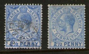 Gibraltar 1912 KGV SG 79a large 2 MH(left for reference)