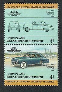 St. Vincent Grenadines - Union Island #156 Cars MNH attached pair