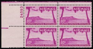 C46, Mint NH 80¢ Plate Block of Four  SCV $15.00