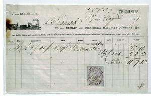 GB IRELAND *Dublin & Drogheda* Railway WAY BILL 1861 {samwells-covers} CV229