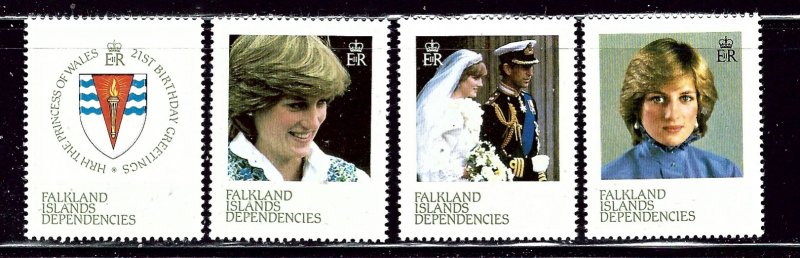 Falkland Is 1L72-75 MNH 1982 Princess Diana    (ap2781)