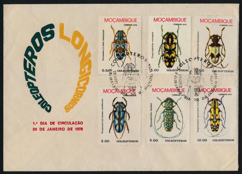 Mozambique 579-84 on FDC - Insects, Beetles