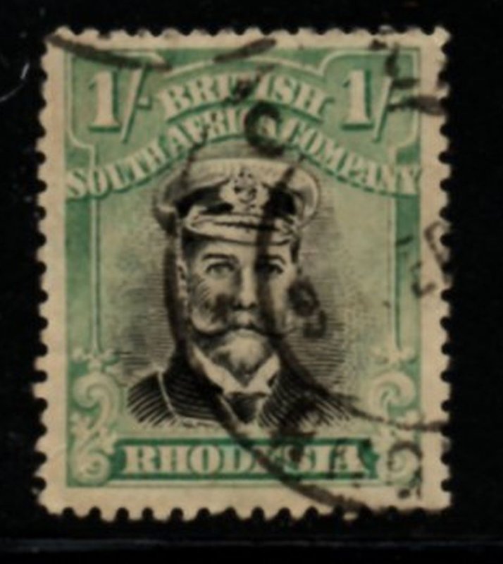 Rhodesia Sc 130 1913 1/ turquoise blue & black G V stamp used