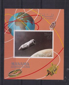 1969 Manama - Vostock ship / Apollo 7 Deluxe Mini Sheet - Mi-117 - IMPERF - MNH