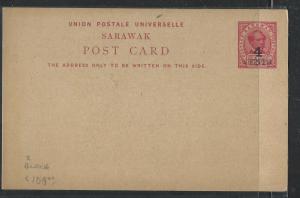 SARAWAK COVER (P0804B) 4C/3C  PSC  #2 OVPT IN BLACK   UNUSED 