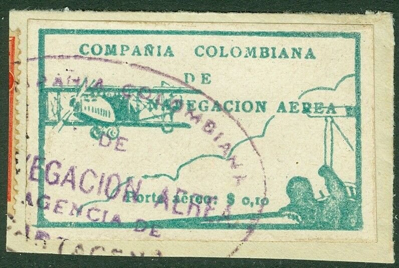 EDW1949SELL : COLOMBIA 1920 Scott #C11 Tied to piece. Very Fine, Used. Cat $92.