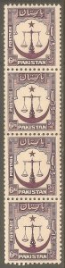 PAKISTAN Sc# 25 MNH FVF Perf 12 1/2 Strip  Scale