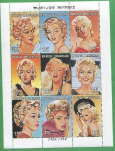 Marilyn Monroe Commemorative Souvenir Stamp Sheet #1178 Central Africa E35