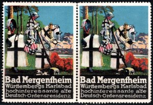 Vintage Germany Poster Stamp Bad Mergentheim Württemberg's Karlsbad