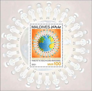 2021 MALDIVES - SOUVENIR SHEET - ISSUE JOINT - PANDEMIC CORONAVRUS - RARE MNH-