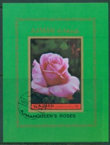 Ajman 1972 Mi#MS453B Flowers, Queen's Roses MS IMPERF CTO