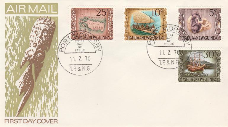 Papua New Guinea #297-300 - PN&G History - 1970 FDC