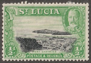St. Lucia, stamp, Scott#95,  mint,  hinged,  1/2d, green