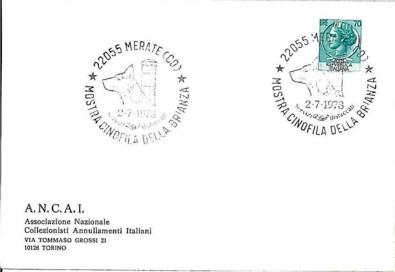 DOG DOGS  : SPECIAL POSTMARK on CARD: ITALY 1978