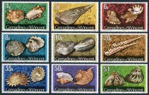 St Vincent Gren 36/48 9 stamps dated 1976,MNH.Mi 35/47-II. Shells 1976.