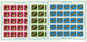 Mauritania Stamps #545-7 NH Imperforate Set Complete Sheets