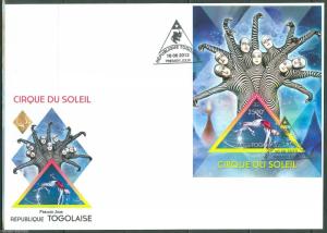 TOGO  2013 CIRQUE DU SOLEIL  SOUVENIR SHEET FIRST DAY COVER