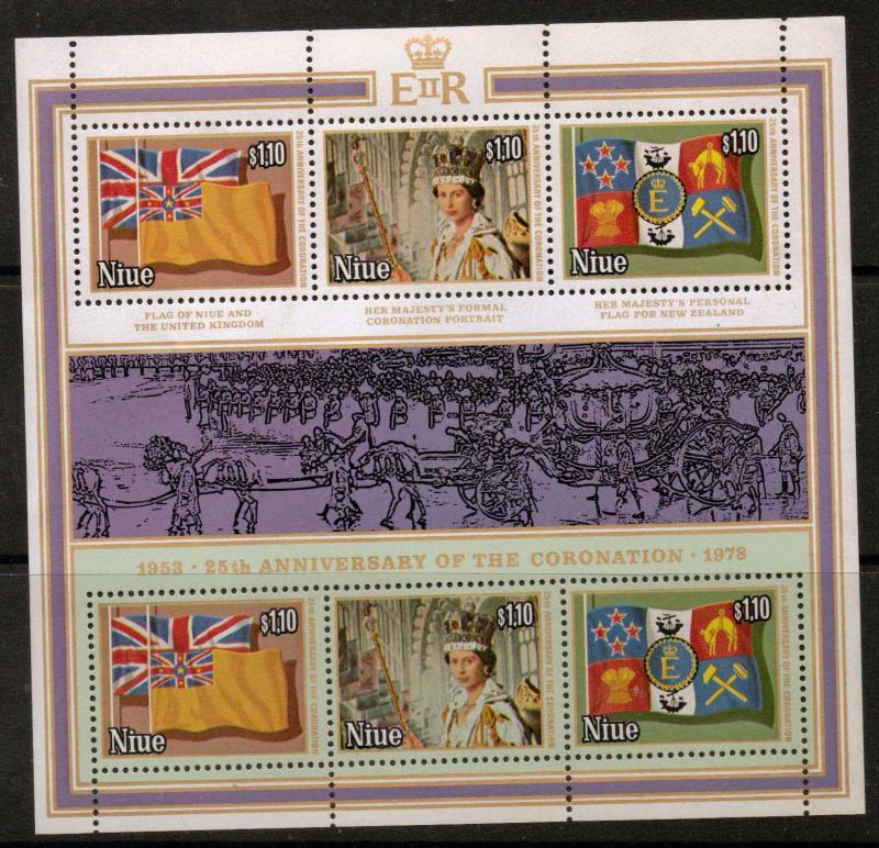 NIUE SG245/7 1978 CORONATION SHEETLET MNH