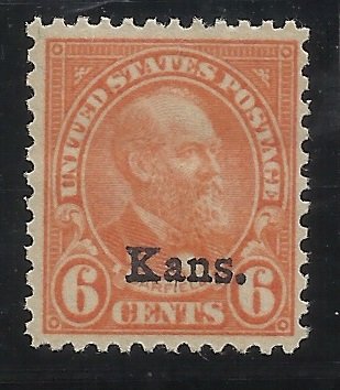 664  6c Kans Overprint  MNH Fine Centering