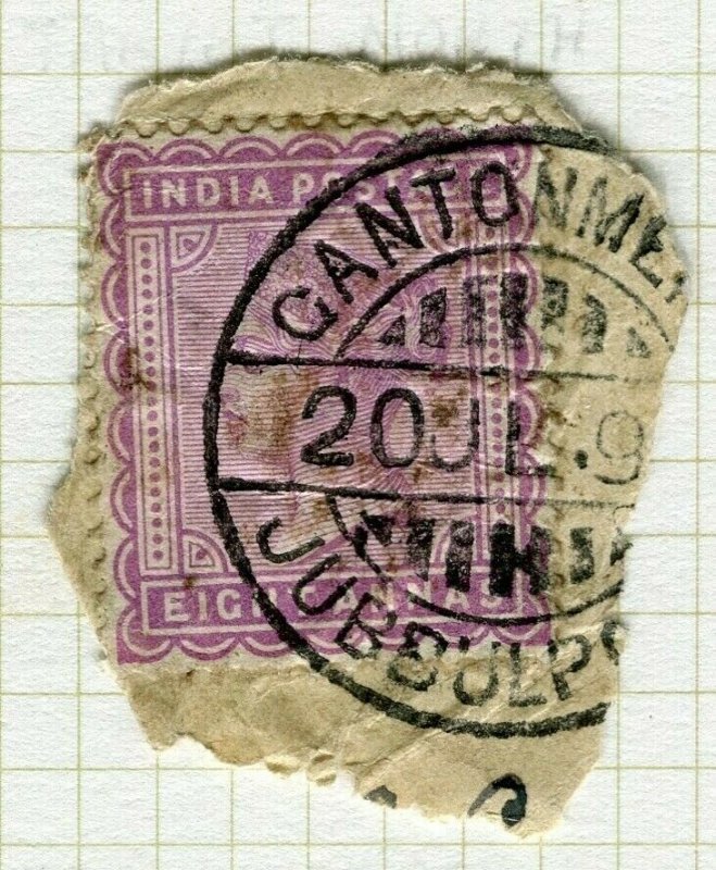 INDIA; POSTMARK fine used cancel on QV issue, Jubbulpore Cant. PIECE