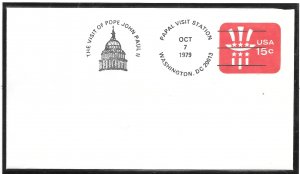 Just Fun Cover #U581 POPE JOHN PAUL II Visit Washington D.C. OCT/7/1979 (my2397)