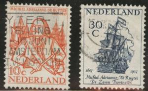 Netherlands Scott 370-71 used 1957 De Ruyter set