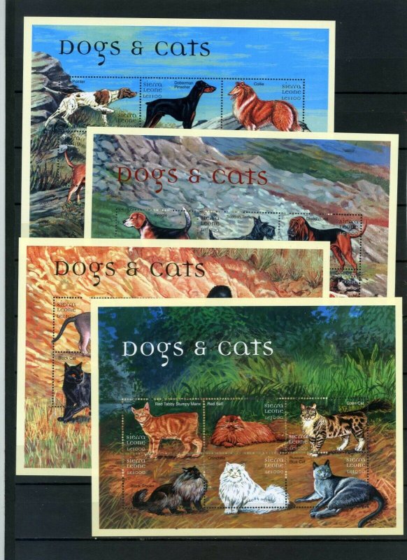 SIERRA LEONE 2000 FAUNA/CATS & DOGS 4 SHEETS OF 6 STAMPS MNH