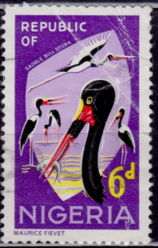 Nigeria, 1965-66, Saddle-billed Storks, 6p, sc#190, used