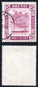 Brunei SG87b 1951 25c Deep Claret Perf 14.5 x 13.5 Fine Used