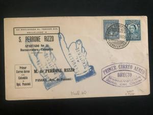 1929 Buenaventura Colombia First Flight cover FFC to Canal Zone Panama