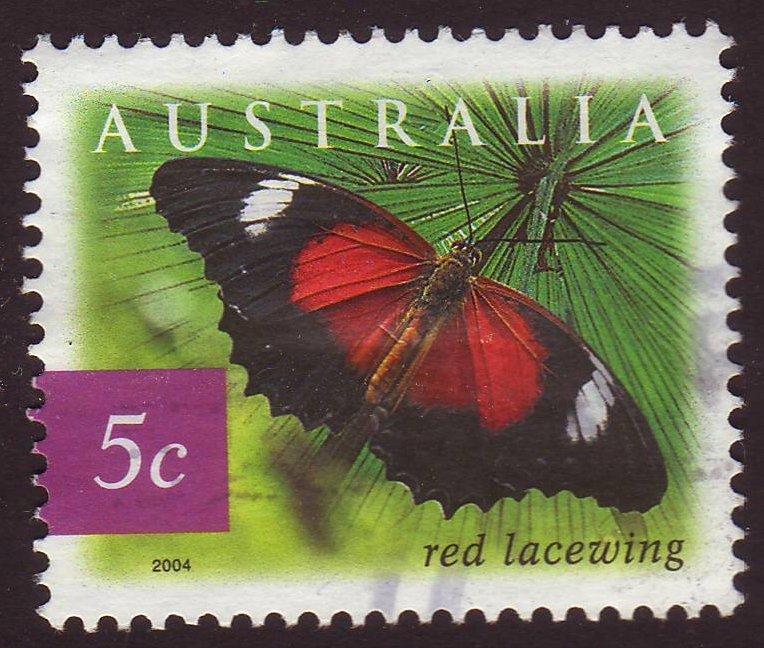 Australia 2004 Sc#2235 5c Red Lacewing Butterfly, Wildlife USED