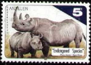 Black Rhinoceros, Netherlands Antilles stamp SC#848 MNH