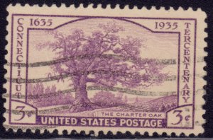 United States, 1935, The Charter Oak, 3c, sc#772, used