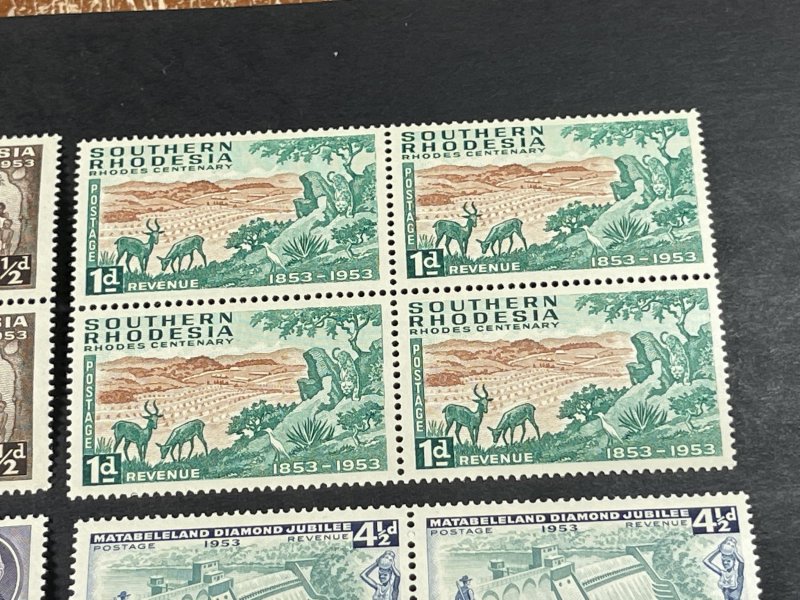 SOUTHERN RHODESIA # 74-78-MINT/NEVER HINGED--COMPLETE SET OF BLOCKS OF 4--1953