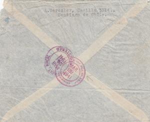 Air Mail Registered Cover Chile to USA 1941 via US Postal Agency Cali Colombia