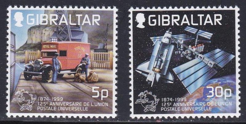 Gibraltar # 807-808, UPU, Mail Truck & Space, NH, Half Cat.