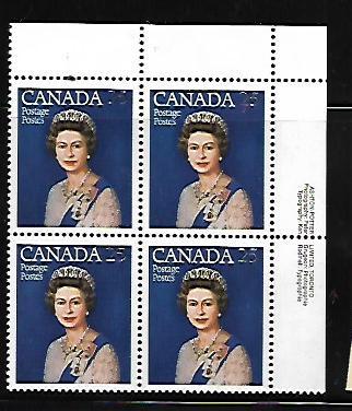 CANADA, 704, MNH, PLATE BLOCK, QUEEN ELIZABETH II