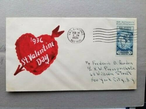 VALENTINE Sc# 735a on Hand Painted Cover from Valentine Nebraska to New York, NY